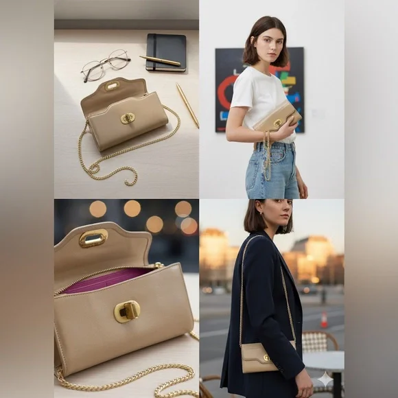 Low start Vintage BVLGARI Isabella Rossellini Beige Leather ZipAround LongWallet - Picture 2 of 15